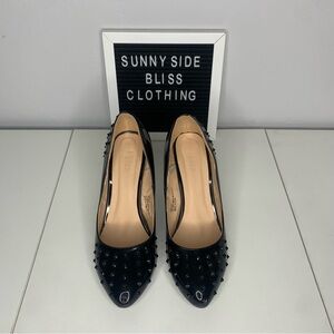 Torrid Black Studded Patent Leather Pointed Toe Stiletto Pumps Size 10 Wide